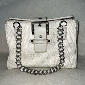 Ann Taylor Leather Straw Shoulder Bag